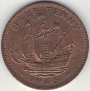 Wielka Brytania half penny 1/2 pensa 1963 - 25,4 mm - nr 2
