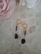 Kolczyki handmade stal nierdzewna z naturalnych kamieni lapis lazuli noc ka