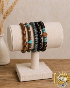 Zestaw 5 Drewnianych Bransolet – Styl Boho