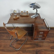 Biurko Chrom Orzech Modernizm Vintage Bauhaus Art Deco
