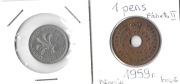 NIGERIA Brytyjska, zestaw 2 monet: 1 pens 1959 i 1 szyling 1961 Elżbieta II