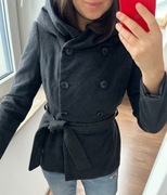 ZARA wełniana kurtka na wiosnę w stylu krótkiego płaszcza rozmiar M kaptur