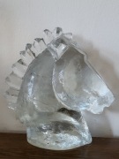Szklana figurka, głowa konia, ciężka, vintage, połowa XX wieku, 
