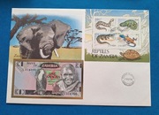 Koperta numizmatyczna z banknotem Zambia