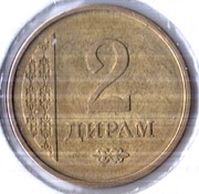 TADŻYKISTAN 2 diramy 2011, KM# 36, AU