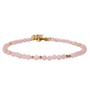 Bransoletka Stal Szlachetna Kamień Kwarc Różowy