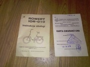 Rower dziecięcy IOR-010 Instrukcja obsługi karta gwarancyjna 1993 FSM
