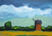 Pejzaż z wiatrakiem, ok. 29,7x42