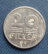 Moneta Węgry 20 fillerów 1989