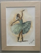 Baletnica  - Ręcznie wykonany  – szkic piórem i akwarela