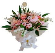 Pamiątka komunijna Flower Box Prezent sztuczne kwiaty kompozycja kwiatowa 