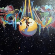 Obraz olejny 40x40 „Pan Próżny" nr 3 Opowieść o lisie, róży i gwiazdach