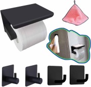 Samoprzylepny uchwyt na papier toaletowy ,stal nierdzewna, matowa czerń