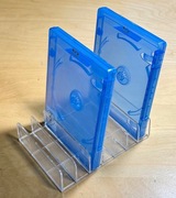 2 niebieskie pudełka na płyty Blu-Ray pojedyncze 14 mm + stojak 