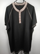Koszulka męska czarna XXL henley bawełniana z guzikami casual