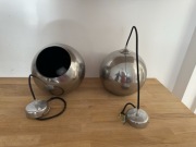 Zestaw dwóch lamp wiszących kul chrom