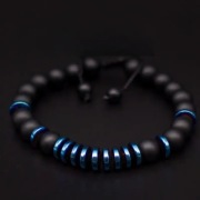 Modna Bransoletka z Czarnymi Onyksami i Niebieskimi Hematytami
