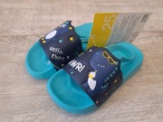 Klapki chłopięce z dinozaurem, niebieskie  - rozm 25