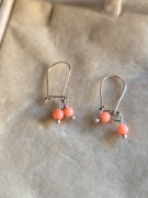 Piękne stare kolczyki wiszące złoto koral, zlote kolczyki