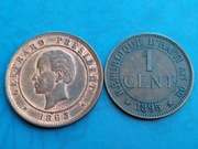 Haiti 20 centimes 1863 1 centym 1895 rok ładne