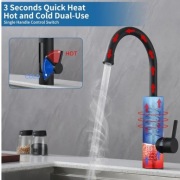 BATERIA KUCHENNA Elektryczna Kran Podgrzewacz Wody LCD Czarny Mat 360°