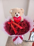 Bukiet róż ze wstążek. Wieczne róże. Walentynki