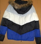 Trzy kolory niebieska biała czarna kaptur ciepła