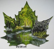 Pejzaż na prawdziwym ususzonym liściu wiosna