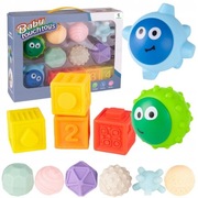 MIĘKKIE KLOCKI SENSORYCZNE PIŁECZKI MASUJĄCE GRYZAKI zabawka do kąpieli x12
