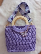 Torebka kuferek szydełkowa  do ręki i na ramię lawendowa