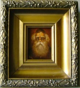 judaica - ŻYD PORTRET 12x9,5cm olej pilśń + stara złota rama 25x23cm