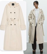 ZARA trencz oversize z paskiem i apaszką, r. S jak M