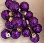 Bombki szklane 30mm 12szt fioletowe brokatowe 