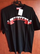 Nowy czarny t-shirt z napisem Polska, rozmiar M, bawełna