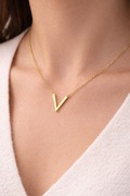 Złoty naszyjnik V geometryczny – delikatny łańcuszek 37+7 cm NOWY