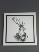 OBRAZ NA PŁÓTNIE ozdoba ścienna TABLICZKA JELONEK RENIFEREK 30x30cm