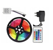 AŚMA LED SMD WODOODPORNA 5M RGB KOLOROWA Z PILOTEM