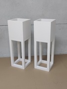 Kwietnik biały drewniany stojak na kwiaty