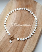 Naszyjnik z masy perłowej serca stal chirurgiczna toggle glamour