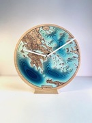 Drewniany Zegar z Mapą Grecji 