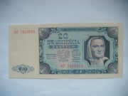 POLSKA BANKNOT PRL 20 zł 1948 rok seria HP