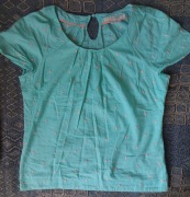 Boden bluzka damska miętowa pomarańczowe kropki bawełna na lato S 36 M 38