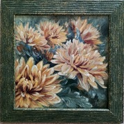 Obraz olejny kwiaty chryzantemy 