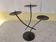 Metalowy świecznik na 3 świece elegancki szary połysk 28 cm dekoracja