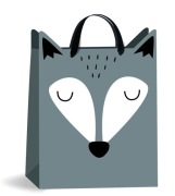 Torebka prezentowa szara "Wilk", 32x26x13,5 cm