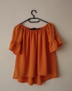 Pomarańczowa bluzka M hiszpanka rękaw z falbankami Quiz