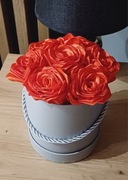 Flower box z wstążki satynowej