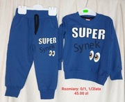 Komplet dresowy/ Super synek rozmiar 0/1 lat.