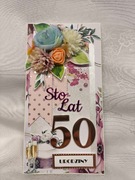 KARTKA handmade z pudełkiem 50-te URODZINY