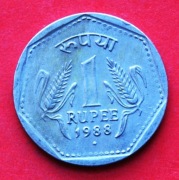 1 Rupia  1988 B  r  -   Indie   Kłosy